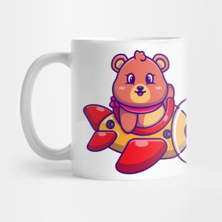 Cute baby bear driving plane cartoon Mug